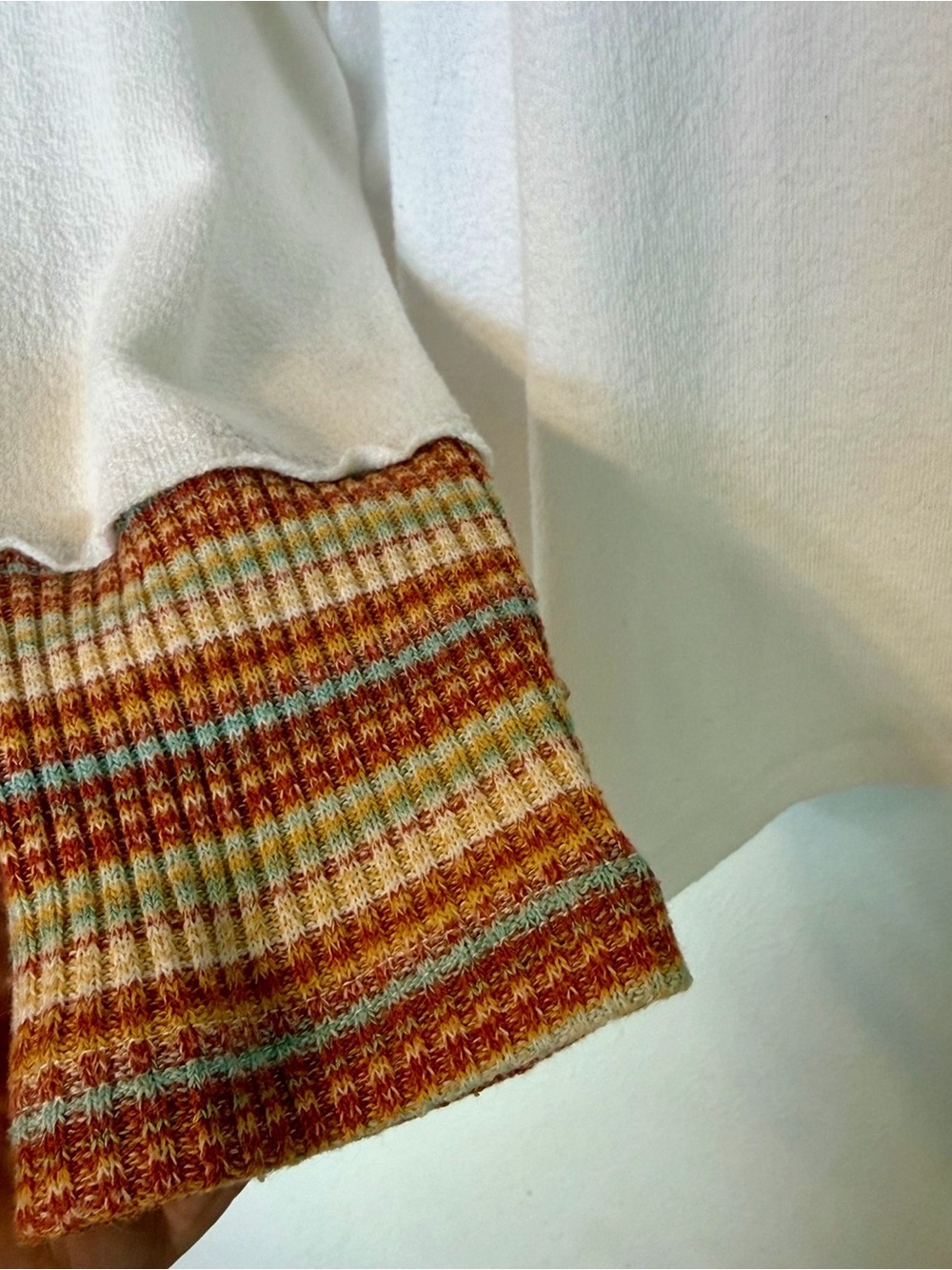 Lulus Ivory Pullover Knit Top w/ Contrast‎ Grunge Vintage Striped Trim Sz S - Picture 14 of 17